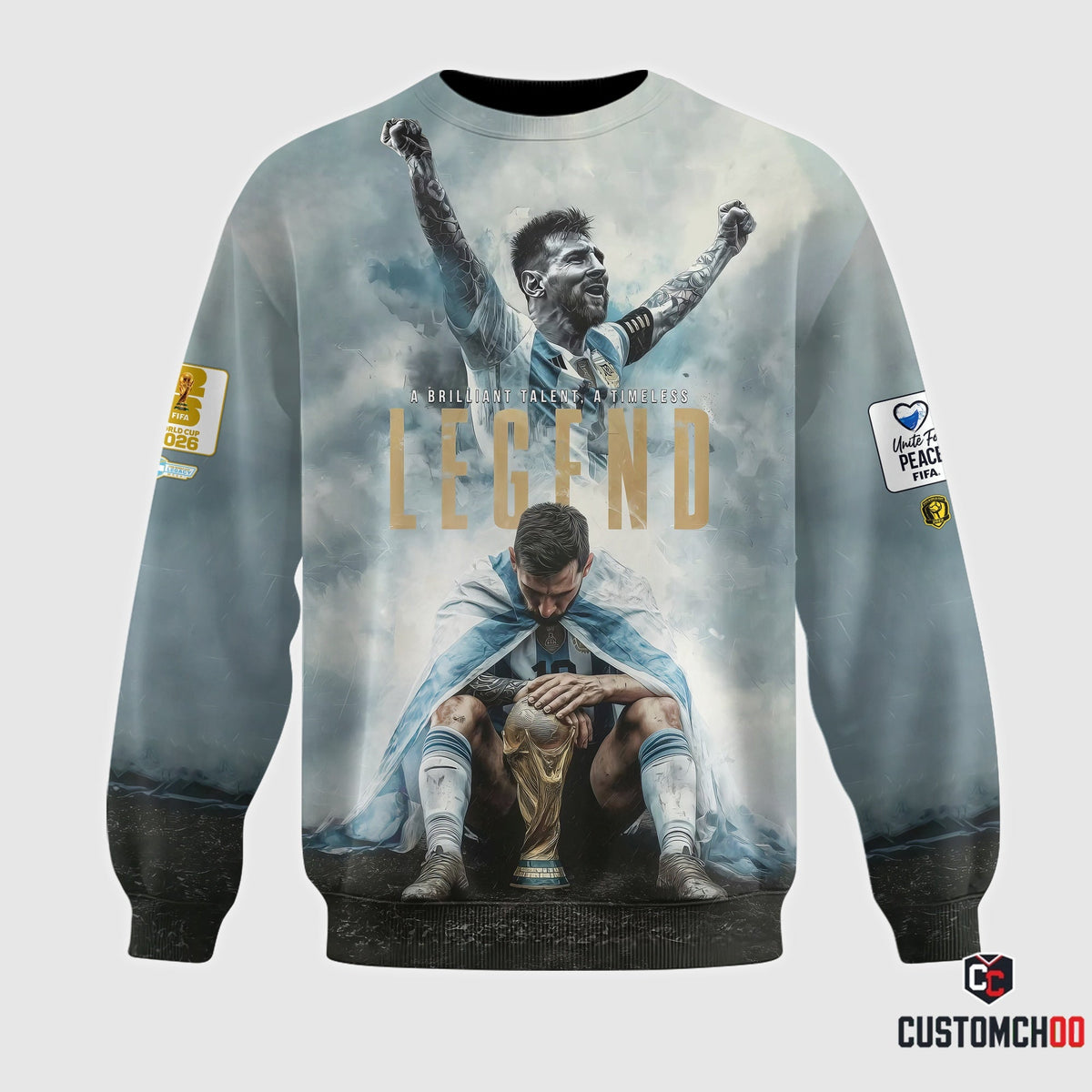 Argentina Legend Soccer Graphic Hoodie, World Champion Football Sweatshirt, Light Blue Fan T-Shirt, Zip Hoodie Gift