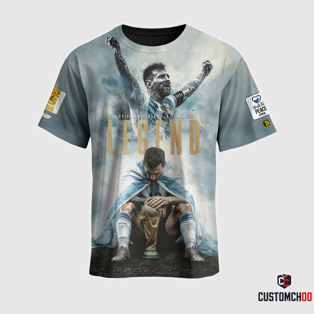 Argentina Legend Soccer Graphic Hoodie, World Champion Football Sweatshirt, Light Blue Fan T-Shirt, Zip Hoodie Gift