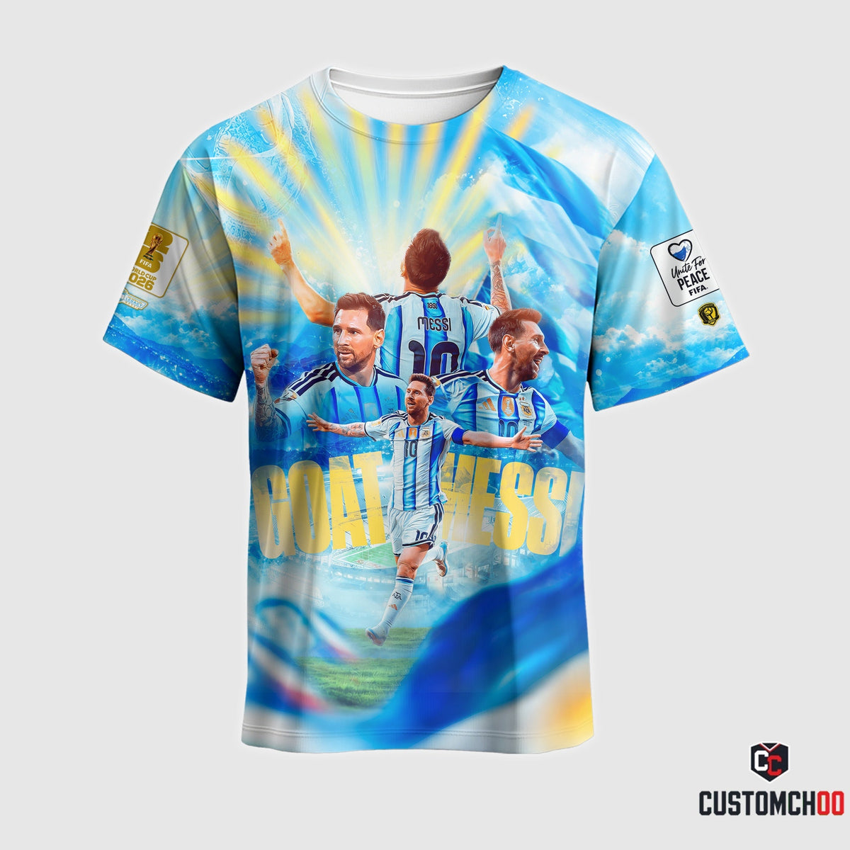 Argentina GOAT Soccer Graphic Hoodie, Football Legend Sweatshirt, Blue Champion T-Shirt, Zip Hoodie & Polo Fan Shirt