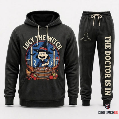 LUCY THE WITCH - Snoopy & Woodstock Halloween Squad Hoodie & Pants Set - Vintage Cartoon Streetwear