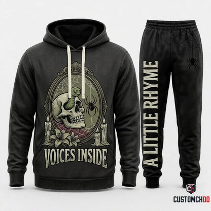 VOICES INSIDE - Corpse Bride Gothic Halloween Hoodie & Pants Set - Vintage Cartoon Streetwear