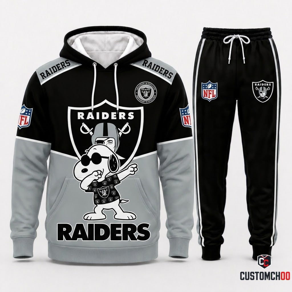 Las Vegas Raiders - Snoopy NFL 32-Team Fan Tracksuit Set — Hoodie & Jogger Pants