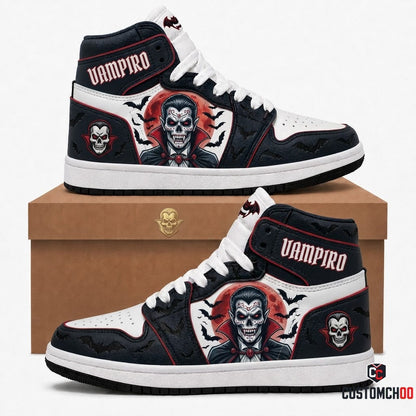 Vampire Count - Dia de los Muertos x Halloween Spooky Fiesta Canvas High Top Sneakers (high top canvas sneakers)