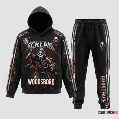 Ghostface - Horror Slashers Solo Vintage Tracksuit Set - Hoodie & Jogger Pants (vintage horror slasher tracksuit set)