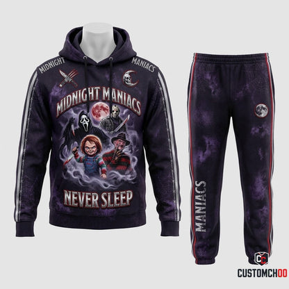 Midnight Maniacs - Horror Slashers Squad All-Stars Tracksuit Set - Hoodie & Jogger Pants (horror slasher squad team tracksuit set)