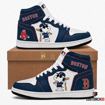 Boston Red Sox - Snoopy MLB 30-Team Fan Canvas High Top Sneakers (Snoopy baseball fan canvas high top sneakers)