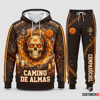 Cempasúchil Golden Path - Día de los Muertos Authentic Heritage Tracksuit Set - Hoodie & Jogger Pants (tracksuit hoodie and jogger pants set)