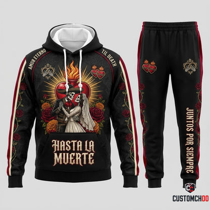 Amor Eterno 'Til Death - Día de los Muertos Authentic Heritage Tracksuit Set - Hoodie & Jogger Pants (tracksuit hoodie and jogger pants set)