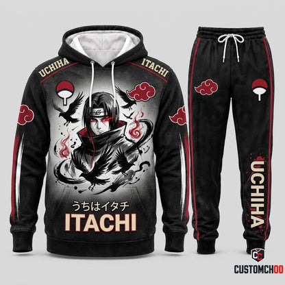 Itachi Uchiha Anime Tracksuit Set - Hoodie & Jogger Pants - 01. Sumie