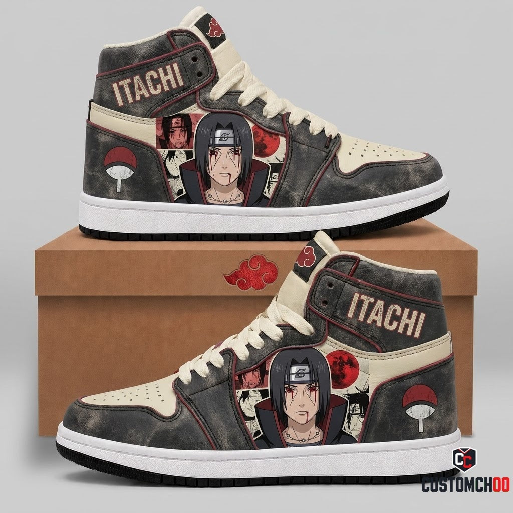Itachi Uchiha Anime Canvas High Top Sneakers - 04. Vintage 90s