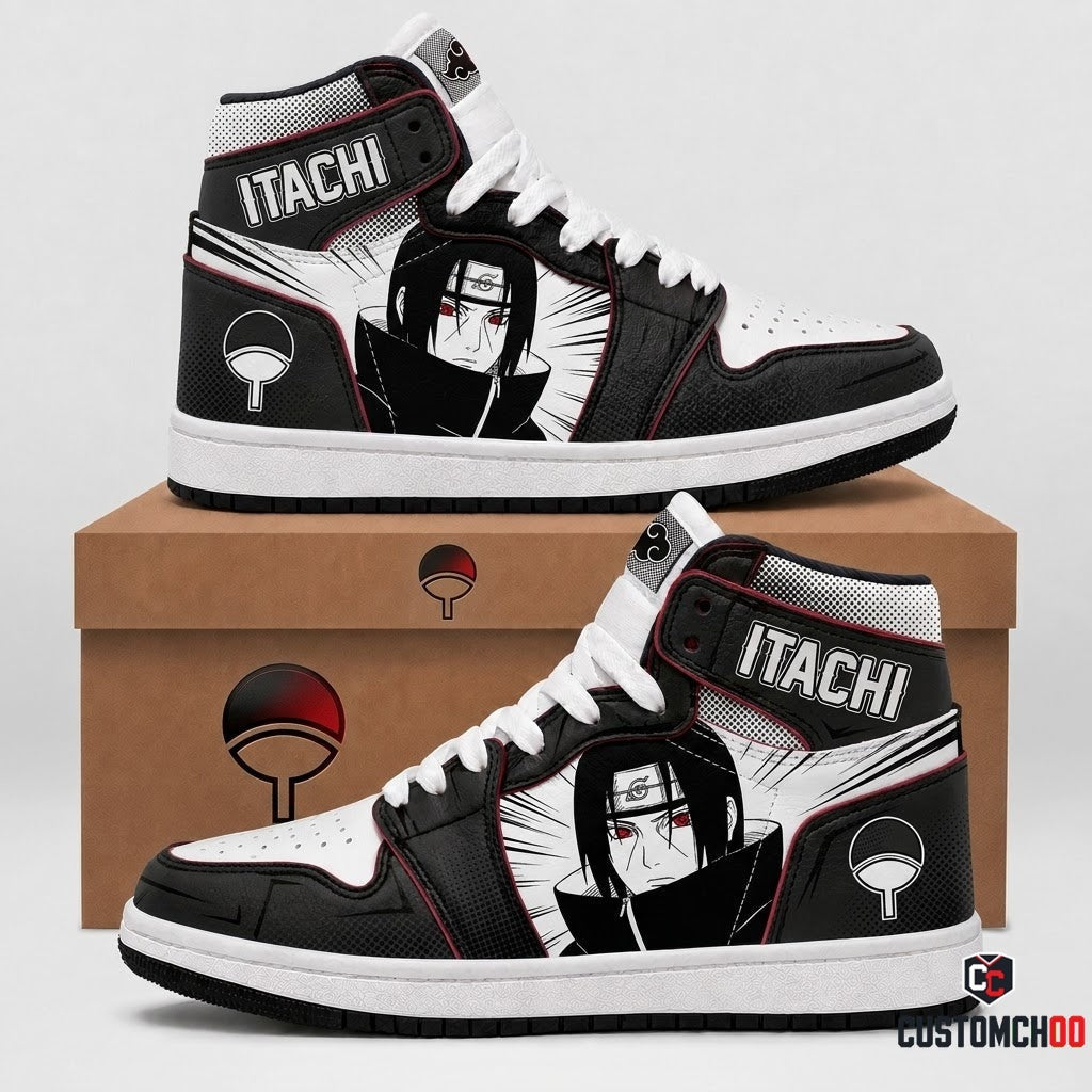 Itachi Uchiha Anime Canvas High Top Sneakers - 06. Manga Screentone