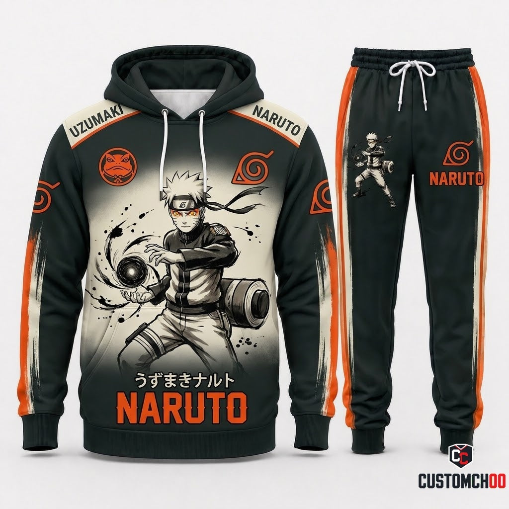 Naruto Uzumaki Anime Tracksuit Set - Hoodie & Jogger Pants - 01. Sumie Sage