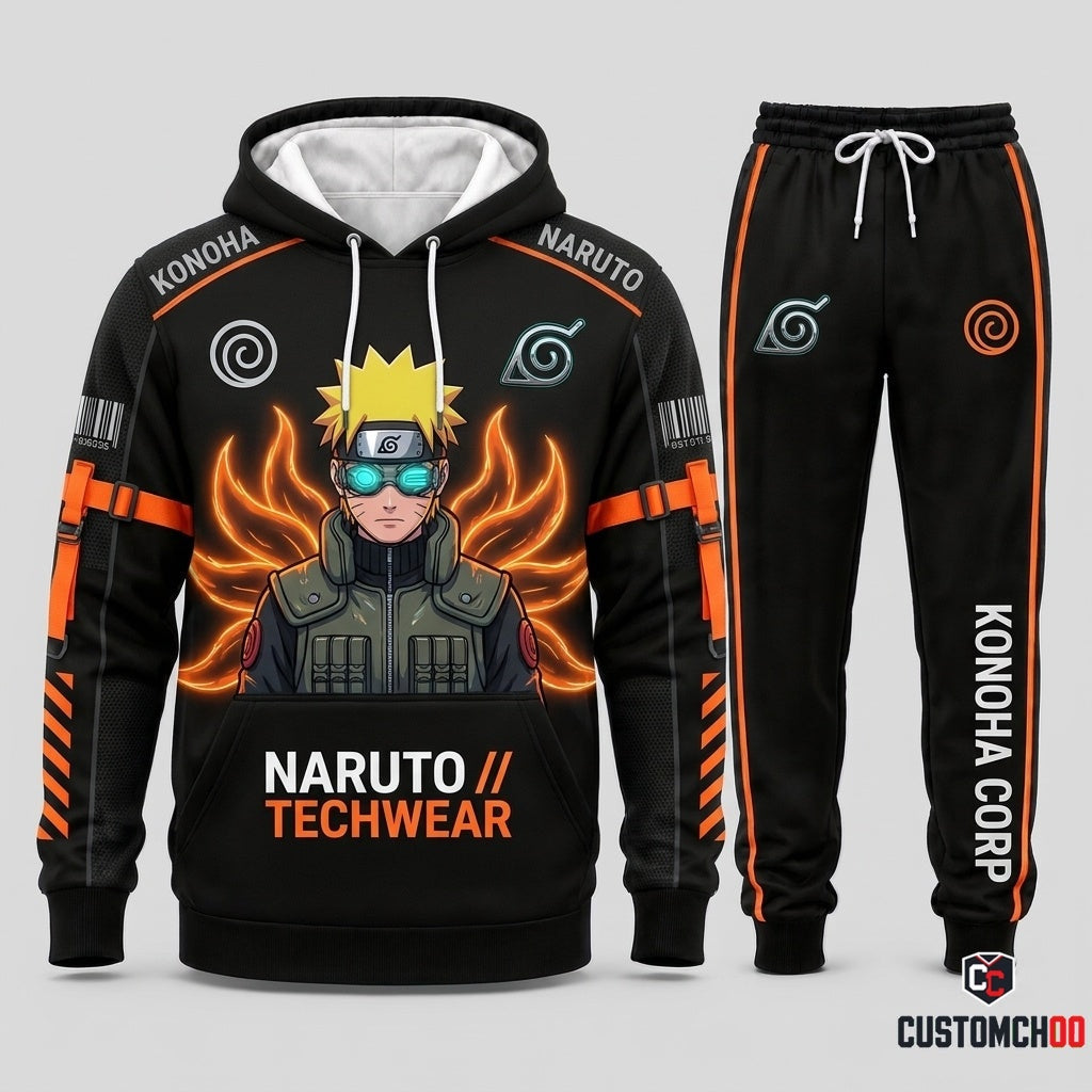 Naruto Uzumaki Anime Tracksuit Set - Hoodie & Jogger Pants - 02. Cyber Techwear