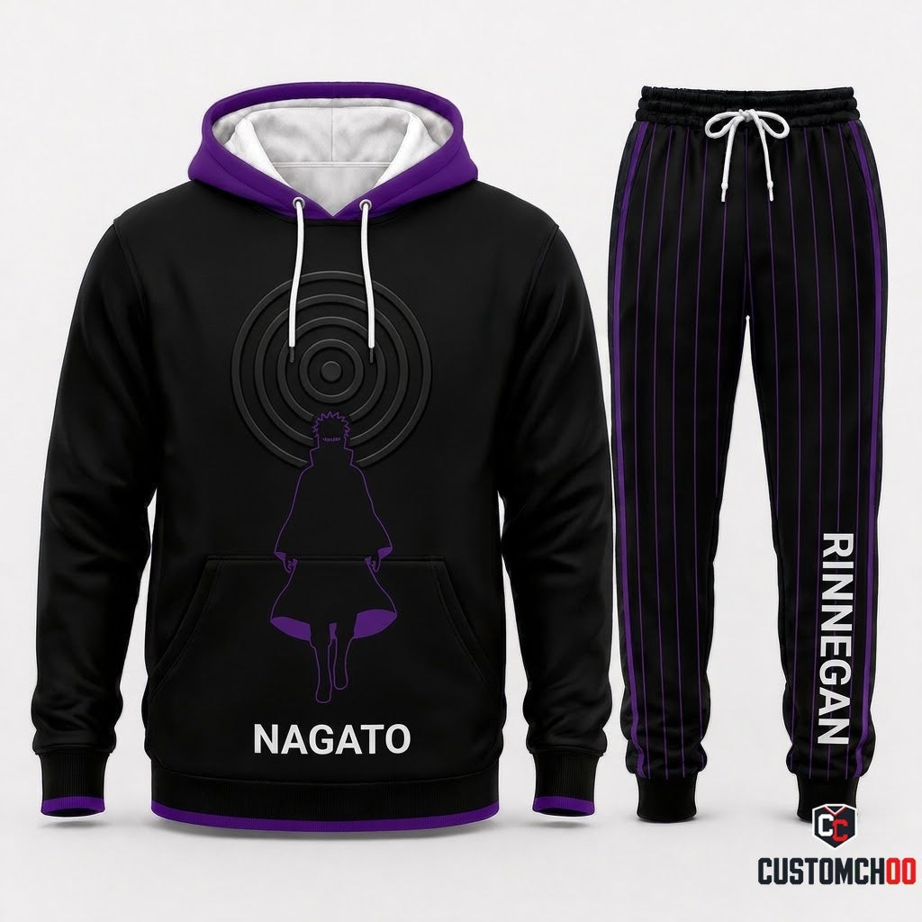 Pain (Nagato) Anime Tracksuit Set - Hoodie & Jogger Pants - 05. Clan Minimalist