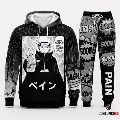 Pain (Nagato) Anime Tracksuit Set - Hoodie & Jogger Pants - 06. Manga Screentone