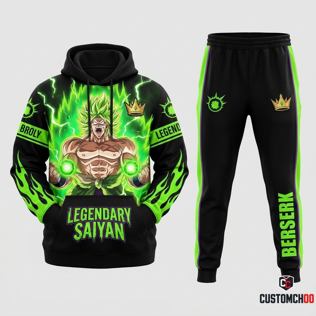 Broly Legendary Super Saiyan Anime Tracksuit Set - Hoodie & Jogger Pants - 01. Legendary Super Saiyan