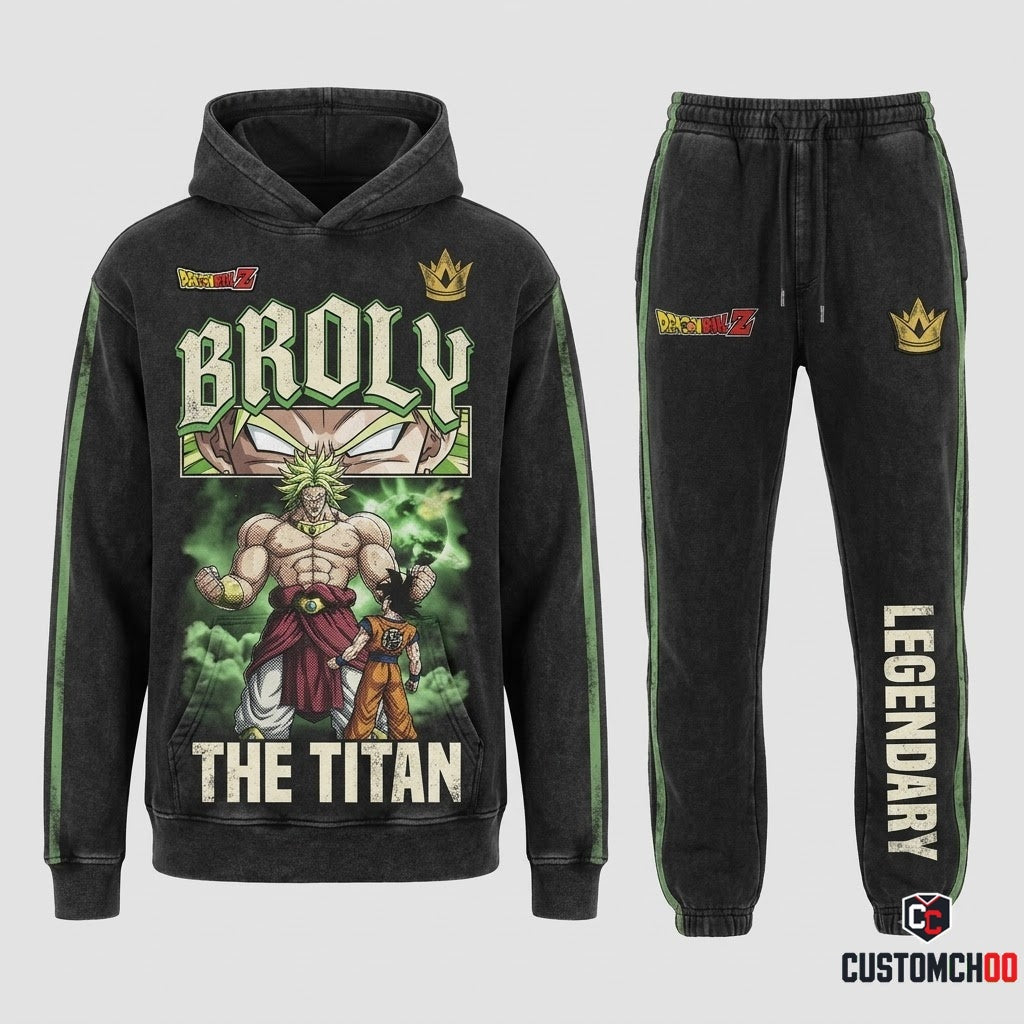 Broly Legendary Super Saiyan Anime Tracksuit Set - Hoodie & Jogger Pants - 05. Vintage Dark Titan
