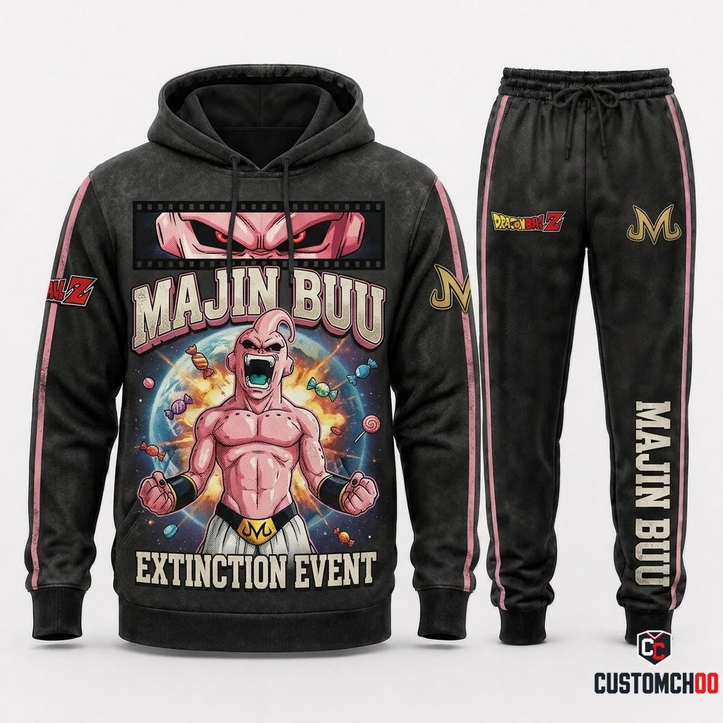 Majin Buu Anime Tracksuit Set - Hoodie & Jogger Pants - 05. Vintage 90s Bootleg