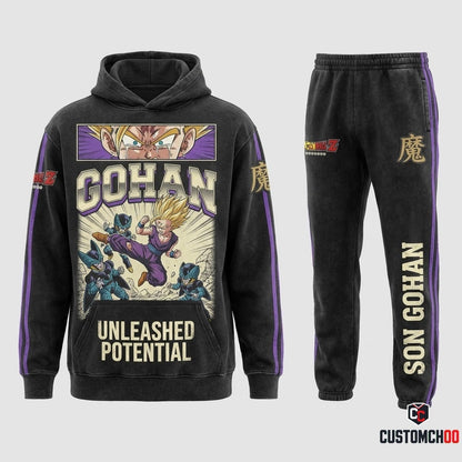 Gohan SSJ2 & Beast Anime Tracksuit Set - Hoodie & Jogger Pants - 06. Vintage Bootleg
