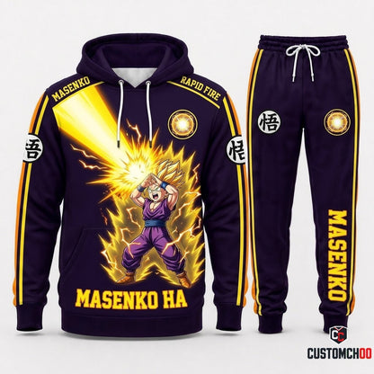 Gohan SSJ2 & Beast Anime Tracksuit Set - Hoodie & Jogger Pants - 08. Masenko Rush