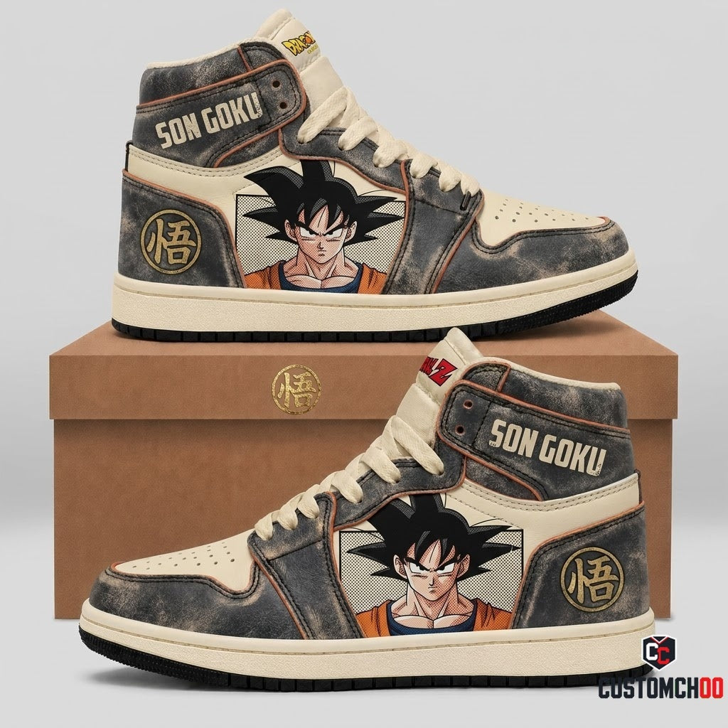 Son Goku Ultra Instinct Anime Canvas High Top Sneakers - 03. Vintage Bootleg