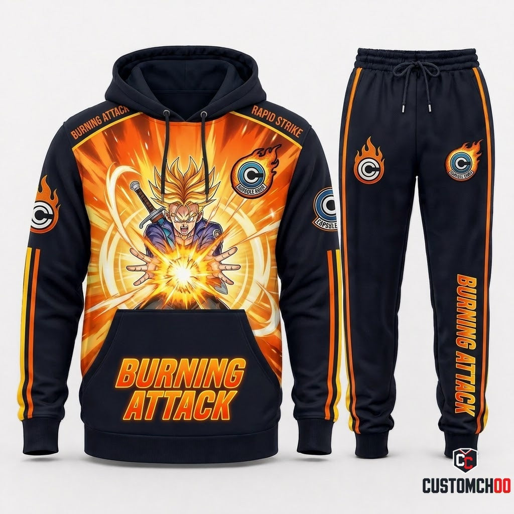 Future Trunks Sword Anime Tracksuit Set - Hoodie & Jogger Pants - 06. Burning Attack