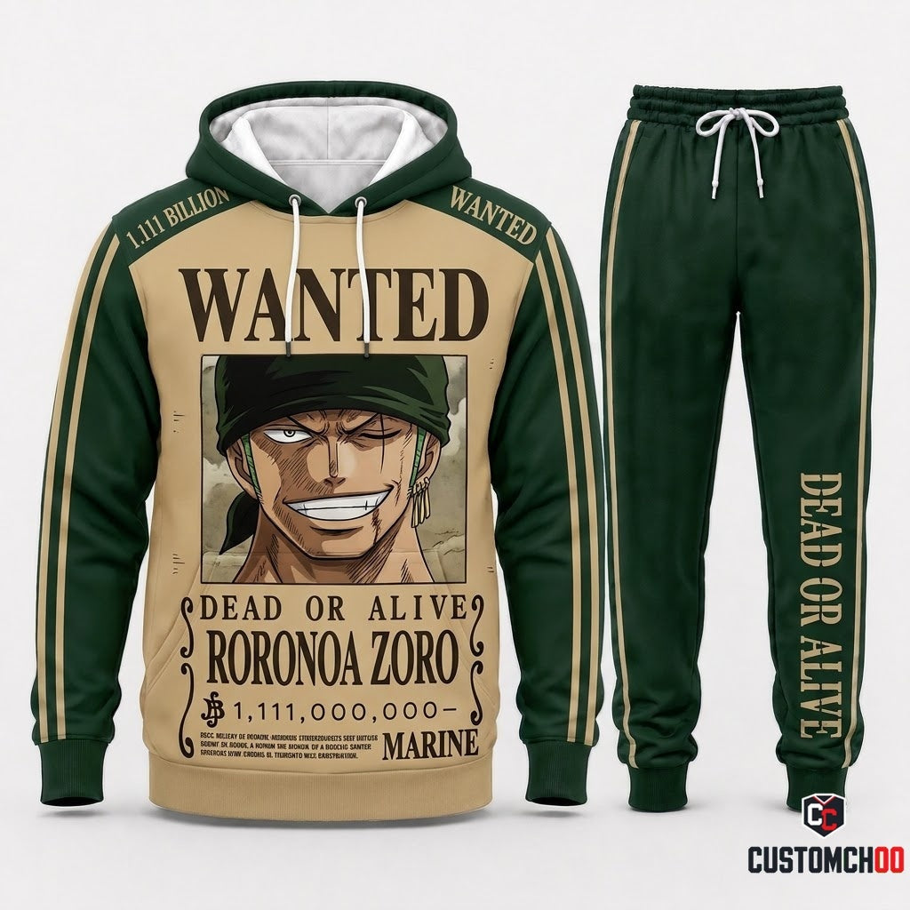 Roronoa Zoro King of Hell Anime Tracksuit Set - Hoodie & Jogger Pants - 04. Bounty