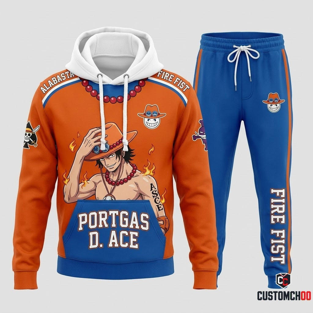 Portgas D. Ace Fire Fist Anime Tracksuit Set - Hoodie & Jogger Pants - 07. Classic Nostalgia