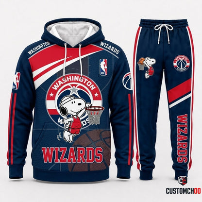 Snoopy NBA 30-Team Slam Dunk Edition Tracksuit Set - Hoodie & Jogger Pants - Washington Wizards