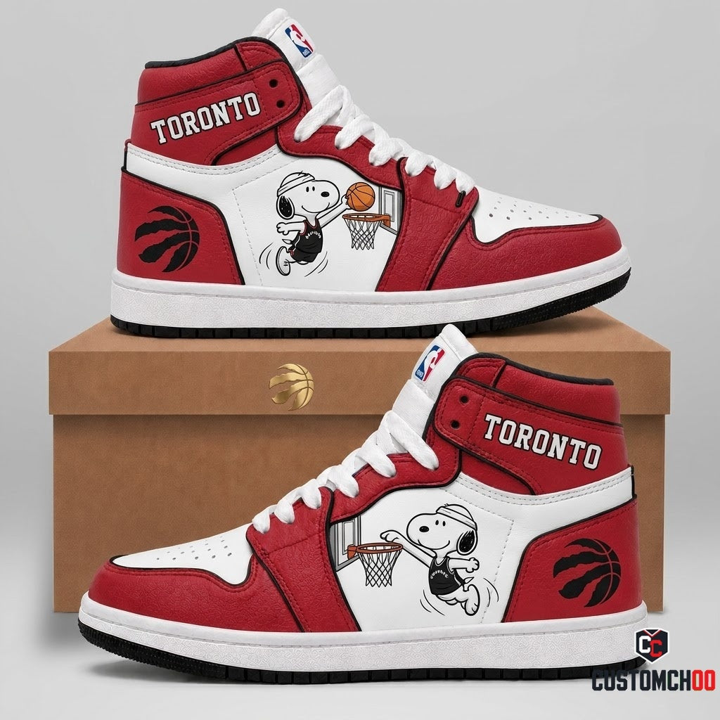 Snoopy NBA 30-Team Slam Dunk Edition Canvas High Top Sneakers - Toronto Raptors