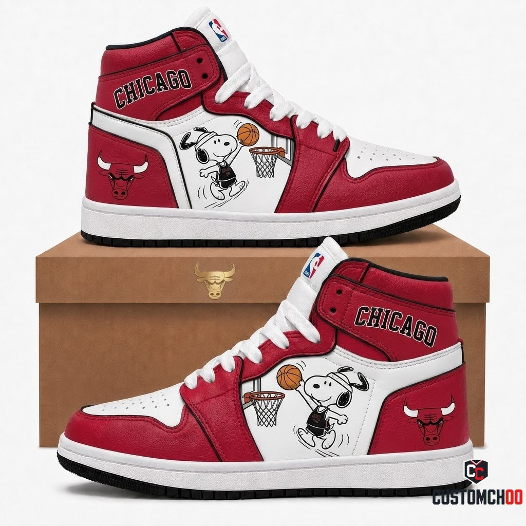 Snoopy NBA 30-Team Slam Dunk Edition Canvas High Top Sneakers - Chicago Bulls