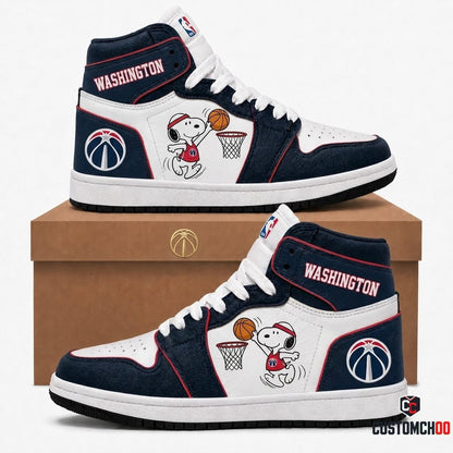 Snoopy NBA 30-Team Slam Dunk Edition Canvas High Top Sneakers - Washington Wizards