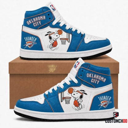 Snoopy NBA 30-Team Slam Dunk Edition Canvas High Top Sneakers - Oklahoma City Thunder
