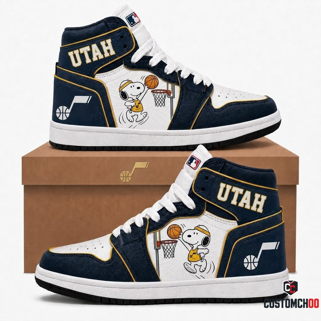 Snoopy NBA 30-Team Slam Dunk Edition Canvas High Top Sneakers - Utah Jazz