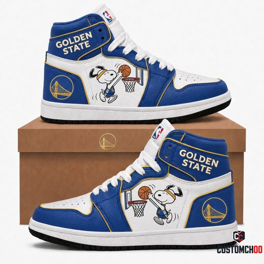 Snoopy NBA 30-Team Slam Dunk Edition Canvas High Top Sneakers - Golden State Warriors