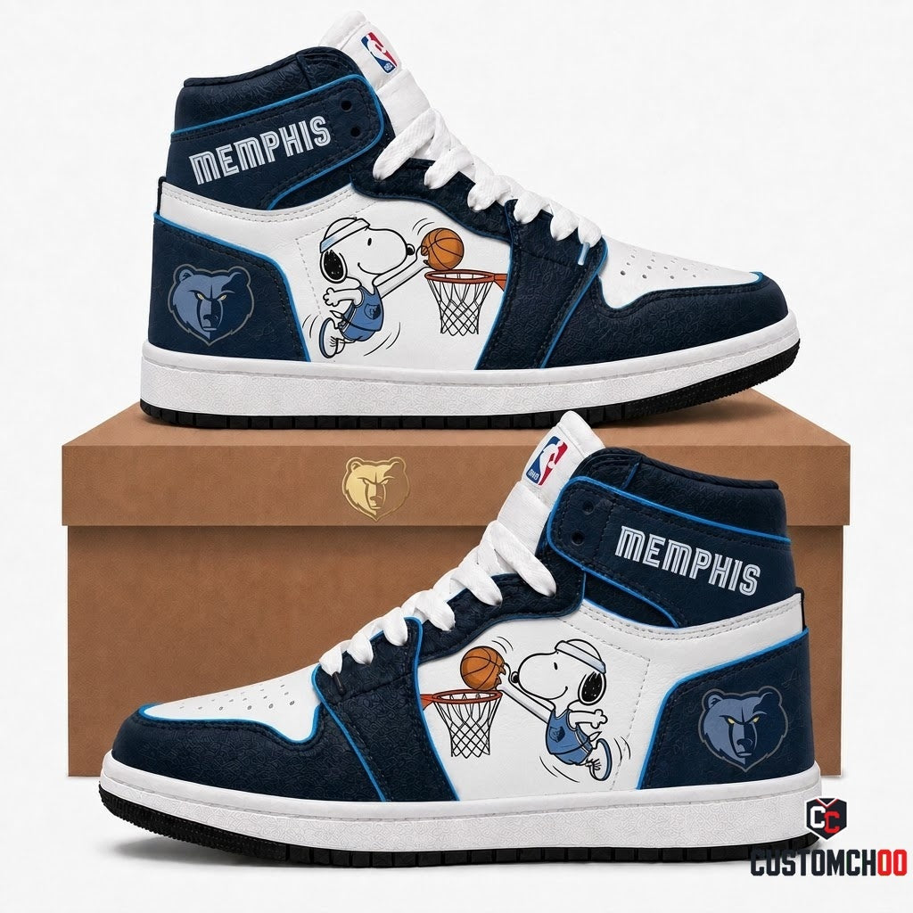 Snoopy NBA 30-Team Slam Dunk Edition Canvas High Top Sneakers - Memphis Grizzlies