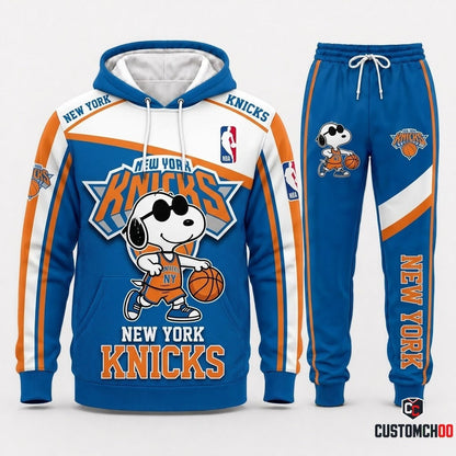 Snoopy NBA 30-Team Crossover Edition Tracksuit Set - Hoodie & Jogger Pants - New York Knicks