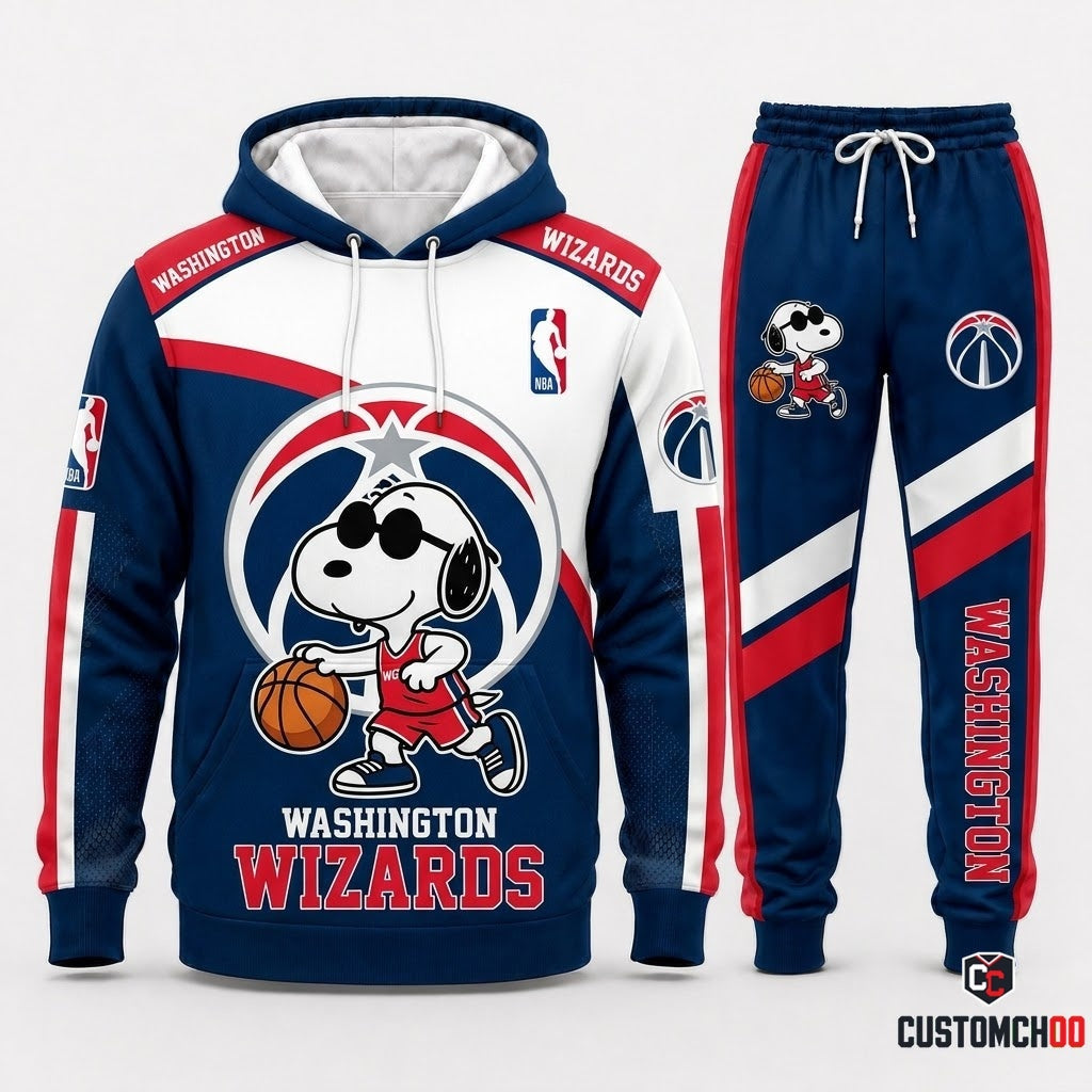 Snoopy NBA 30-Team Crossover Edition Tracksuit Set - Hoodie & Jogger Pants - Washington Wizards