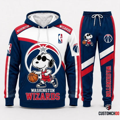 Snoopy NBA 30-Team Crossover Edition Tracksuit Set - Hoodie & Jogger Pants - Washington Wizards