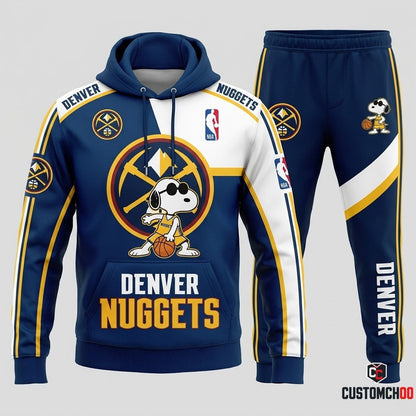 Snoopy NBA 30-Team Crossover Edition Tracksuit Set - Hoodie & Jogger Pants - Denver Nuggets