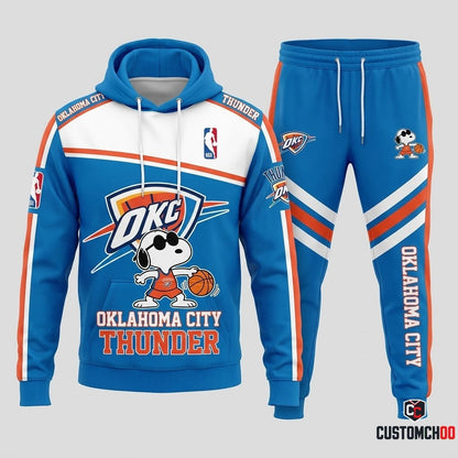 Snoopy NBA 30-Team Crossover Edition Tracksuit Set - Hoodie & Jogger Pants - Oklahoma City Thunder