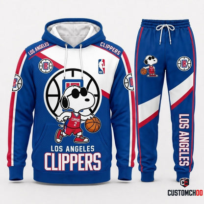 Snoopy NBA 30-Team Crossover Edition Tracksuit Set - Hoodie & Jogger Pants - LA Clippers
