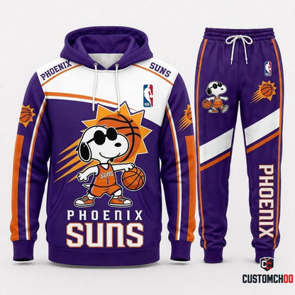 Snoopy NBA 30-Team Crossover Edition Tracksuit Set - Hoodie & Jogger Pants - Phoenix Suns