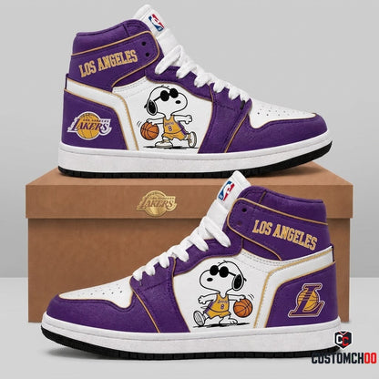 Snoopy NBA 30-Team Crossover Edition Canvas High Top Sneakers - Los Angeles Lakers