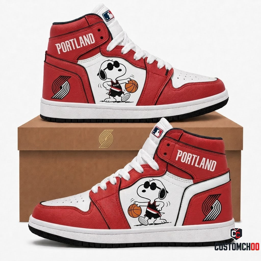 Snoopy NBA 30-Team Crossover Edition Canvas High Top Sneakers - Portland Trail Blazers