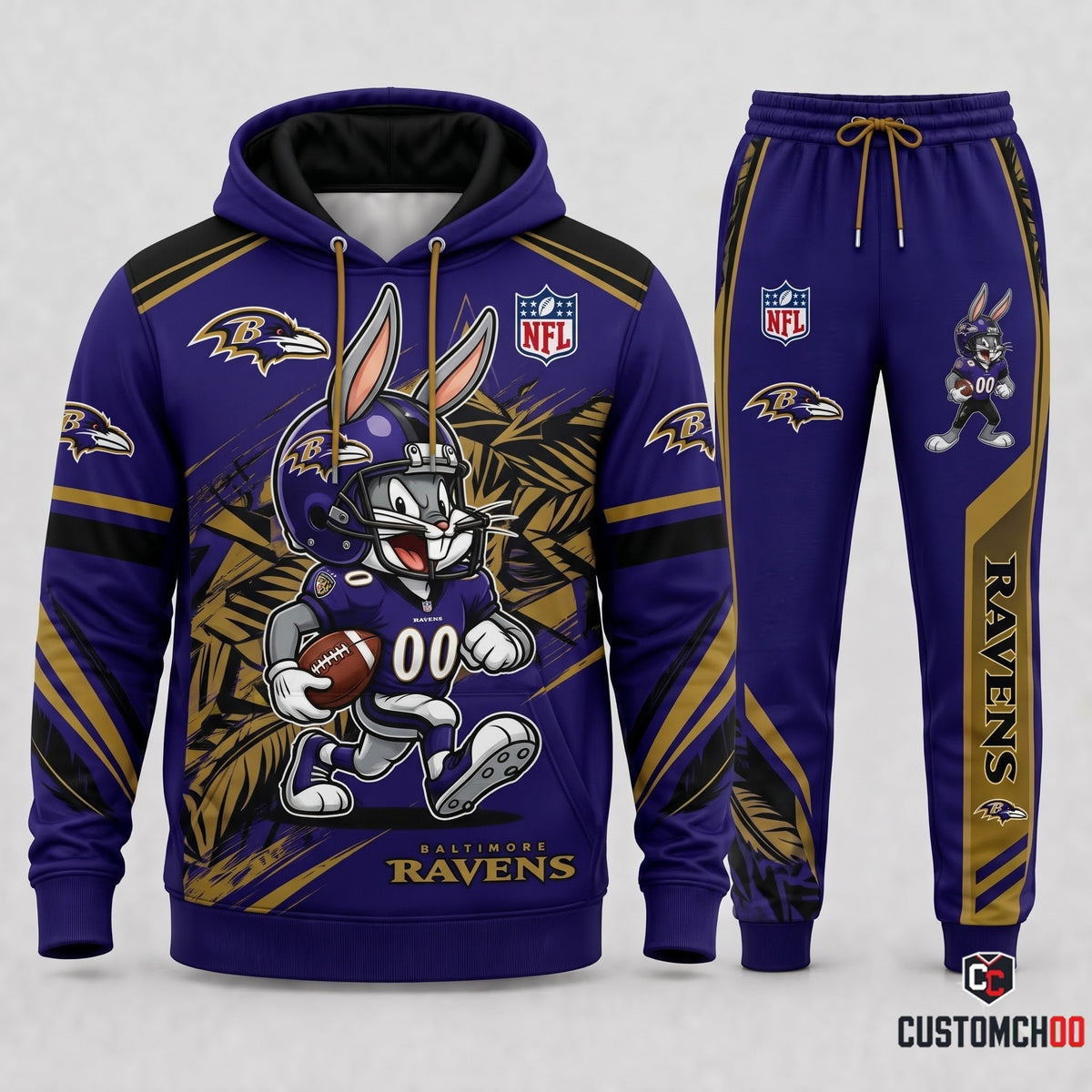 Bug Bunny NFL Fan Set — Hoodie & Sweatpants | All 32 Football Teams Available