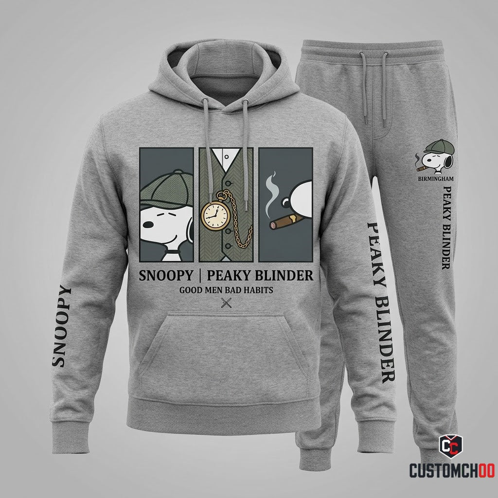Limited Edition Snoopy Peaky Blinder Hoodie & Sweatpants Set