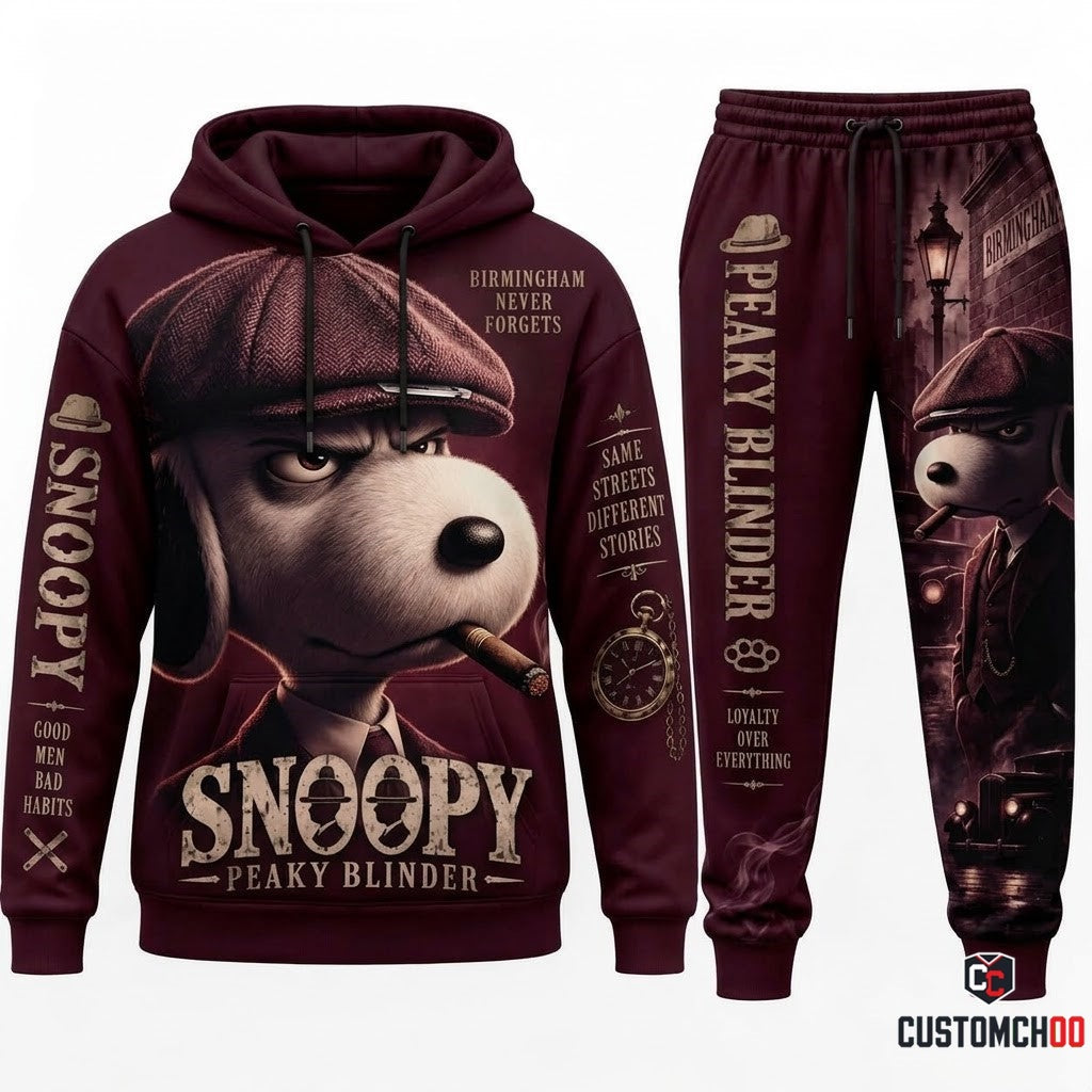 Limited Edition Snoopy Peaky Blinder Hoodie & Sweatpants Set