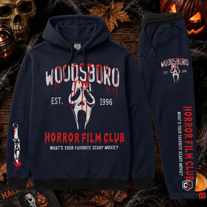 Limited Edition Horror Film Club Hoodie & Sweatpants Set — Vintage Halloween Movie Tee