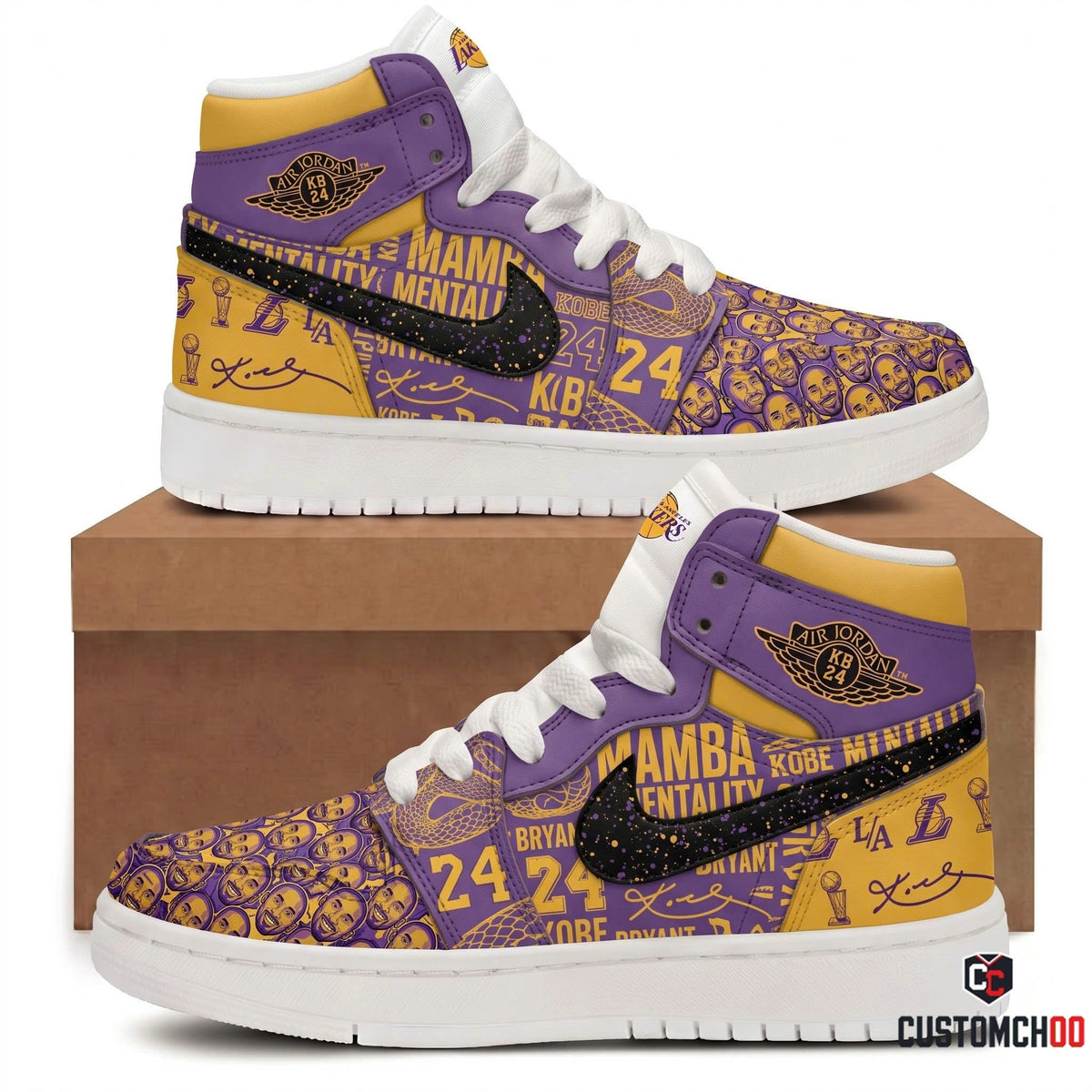 Limited Edition Purple Gold Mamba Mentality High Top Sneakers